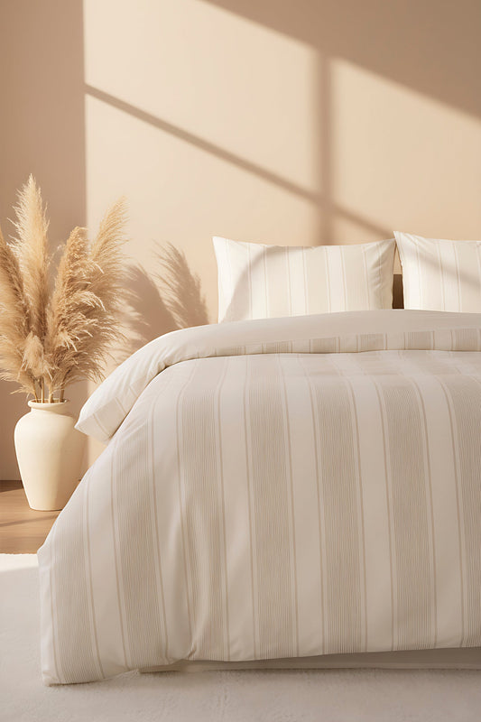 Nenas Vizon 100% Cotton Embroidered Duvet Cover Set, 6-Piece Double Size Bedding – Breathable Fabric, 200x220 cm