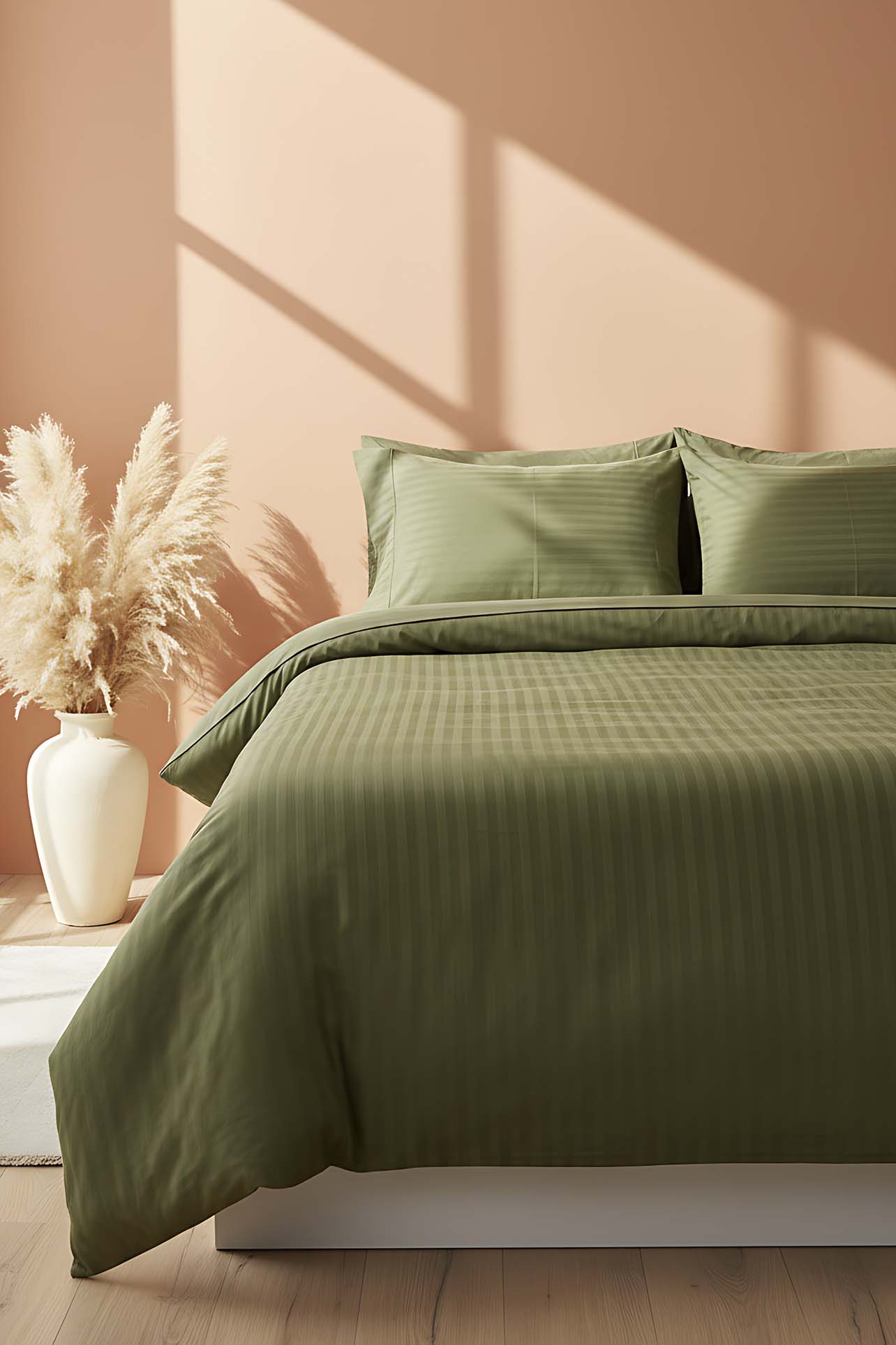 Opia Forest 100% Cotton Double Duvet Cover Set - 6-Piece Premium Trousseau Bedding Bundle - Breathable & Soft Deep Green Quilt Cover with 4 Pillowcases