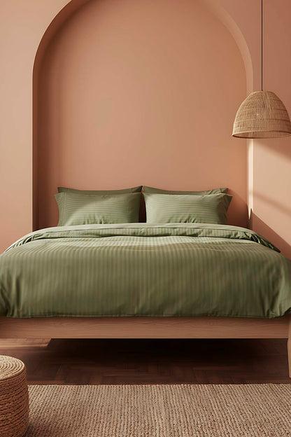 Opia Forest 100% Cotton Double Duvet Cover Set - 6-Piece Premium Trousseau Bedding Bundle - Breathable & Soft Deep Green Quilt Cover with 4 Pillowcases