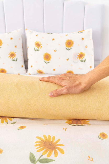 Sunflower Polycotton Double Size Duvet Cover Set, Zipper, 200×215 cm, 3-Piece