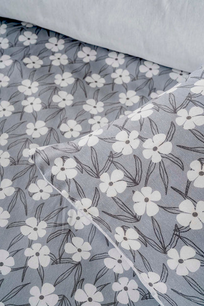 Henna Grey Polycotton Double Size Duvet Cover Set, Zipper, 200×215 cm, 3-Piece
